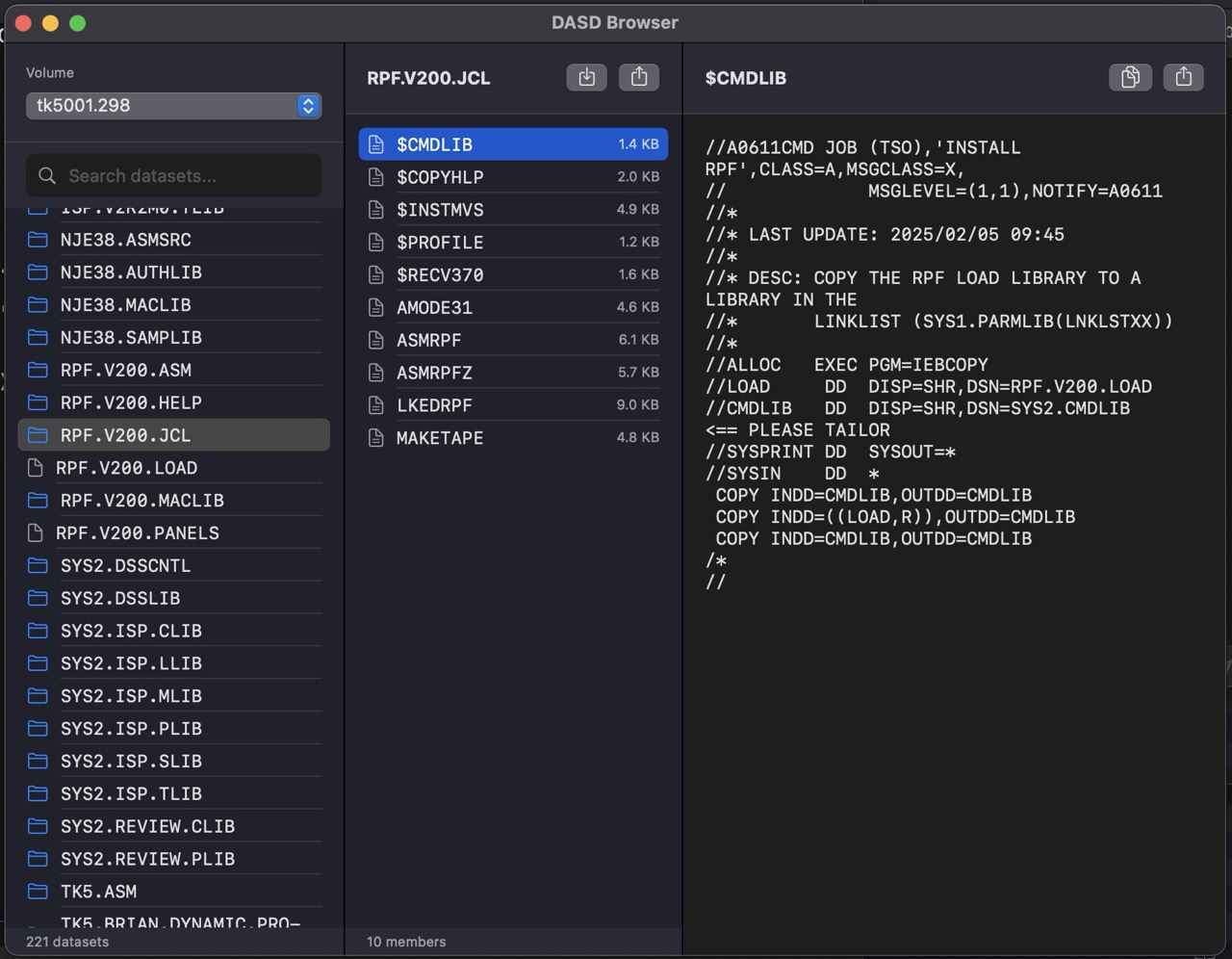 DASD Browser screenshot