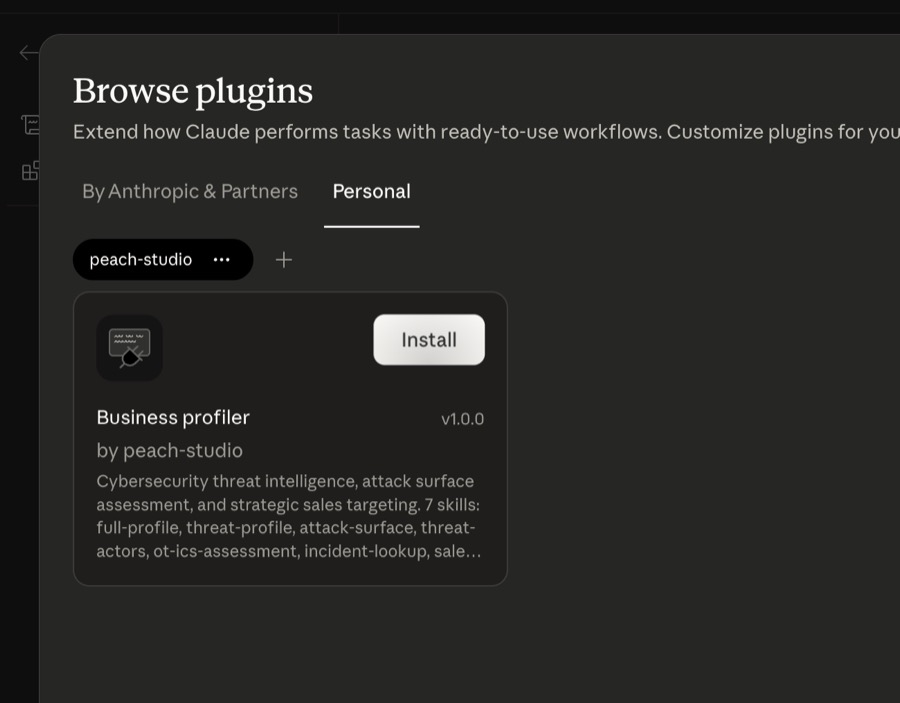 Business Profiler in Claude Desktop plugin browser